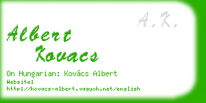 albert kovacs business card