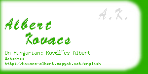albert kovacs business card